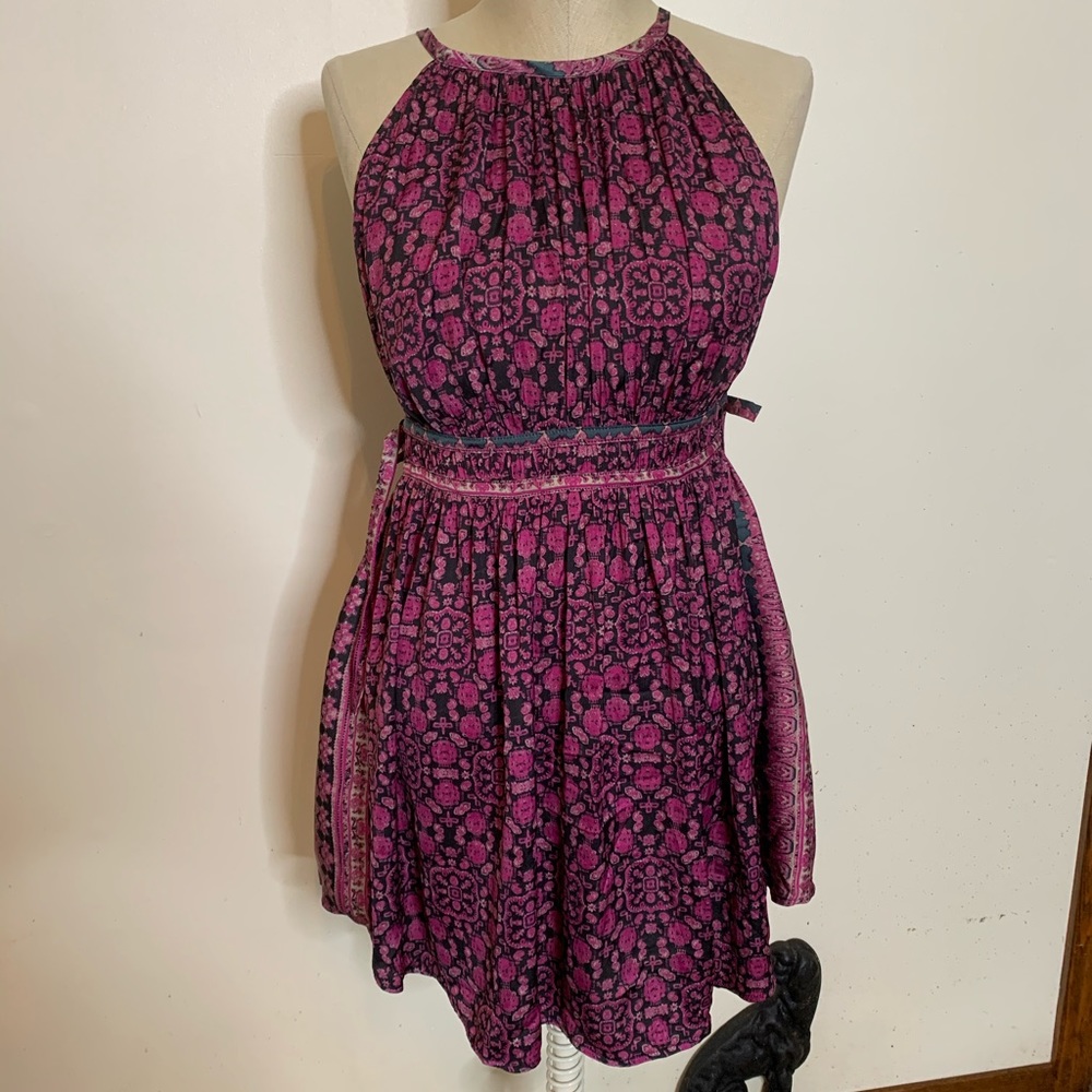 New * Free People Side Tie Keyhole Back Halter Mini Dress